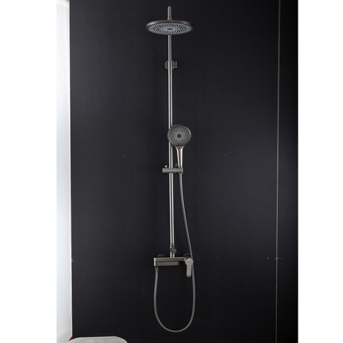 Душевая система 35к G2499-39 GAPPO нерж. сталь,  лейка "Тропический душ" ОРУЖЕЙНАЯ СТАЛЬ