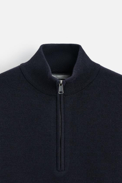 ZARA СВИТЕР С ЗАСТЕЖКОЙ-МОЛНИЕЙ, ТЕМНО-СИНИЙ