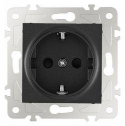 Розетка с заземлением и со шторкой, без рамки Arte Milano am-203 203.40-1.black