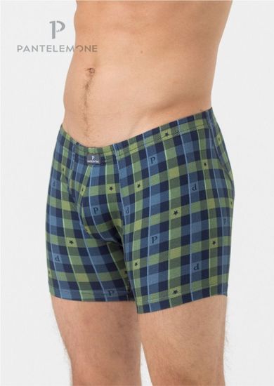Трусы мужские боксеры удлинённые для больших мужчин Pantelemone PMHLB-1405, клетка оливковая