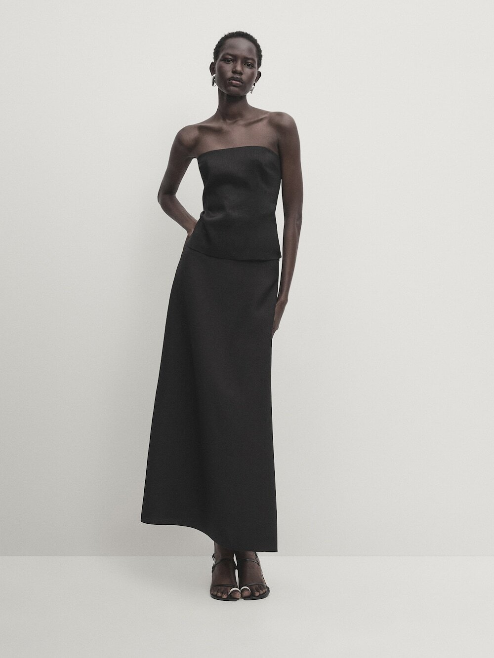 Massimo Dutti Топ без бретелей, черный