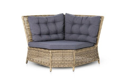 Бергамо плетеный угловой диванный модуль, диван коричневый/соломенный, искусственный ротанг