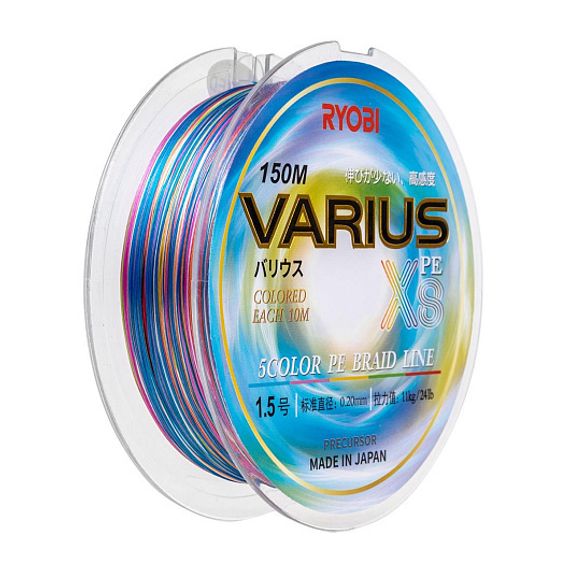 Шнур VARIUS PE8X-150MI 1.5# Multi Colour 0,205мм Ryobi