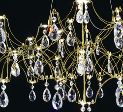 Подвесная люстра светодиодная с пультом и хрустальными подвесками Asfour MyFar Ileria MR2653-57P-50AD