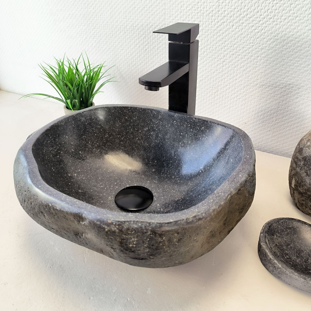 Раковина из речного камня RS-66022 39х32х15 из натурального камня