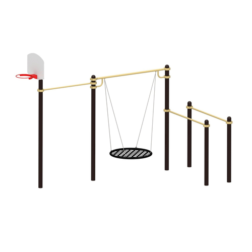 Спортивный комплекс №1 с качелями и баскетбольным кольцом, 4400*2000*2700 мм., D=89 мм.