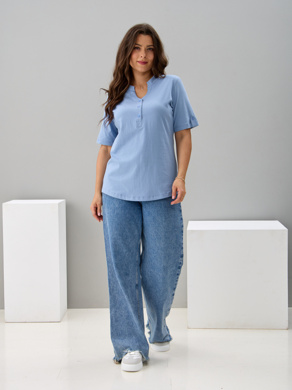 Блузка БЛ-122/голубой