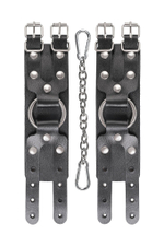 Черные кожаные наручники-браслеты с двумя ремешками