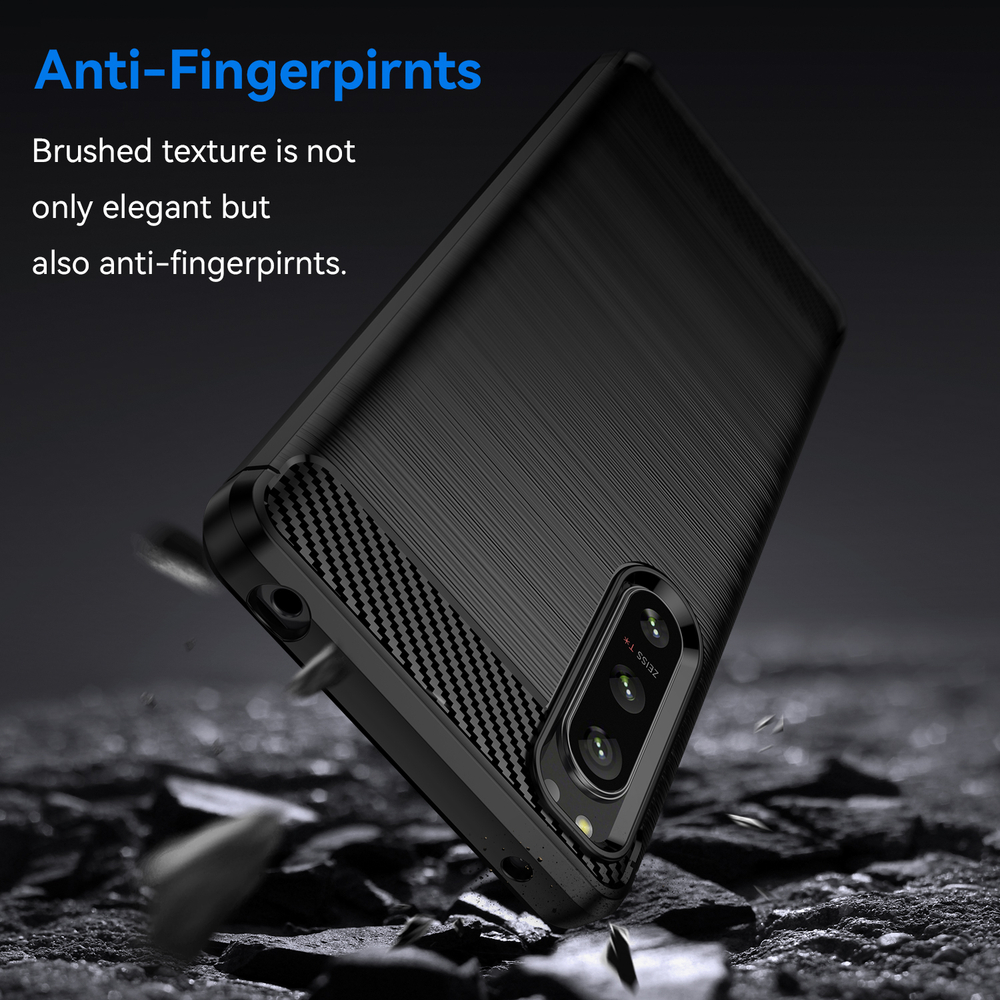 Мягкий защитный чехол для Sony Xperia 5-IV Mark 4, серии Carbon (в стиле карбон) от Caseport