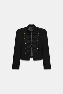 ZARA ПРИТАЛЕННЫЙ БЛЕЙЗЕР С ПОДПЛЕЧНИКАМИ, ЧЕРНЫЙ