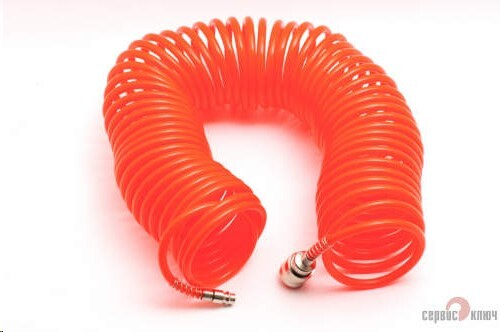 Шланг подкачки шин спиральный с быстросъемным соединением 15 м. (Сервис Ключ)