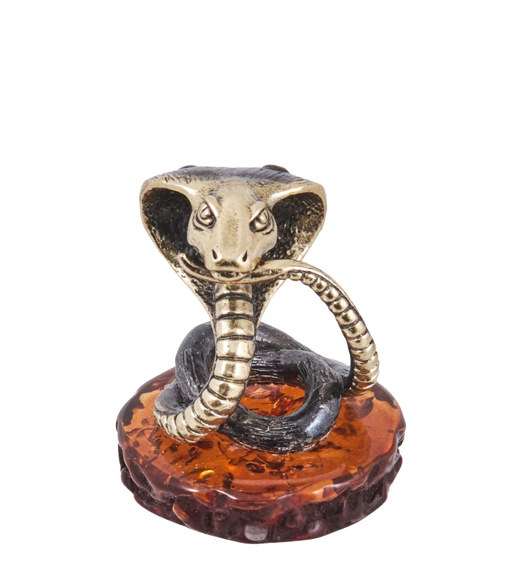 Народные промыслы AM-4019 Фигурка «Змея Милашка» (латунь, янтарь)