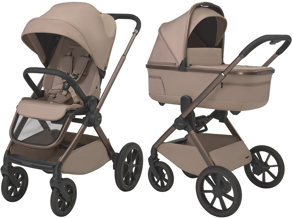 Детская коляска 3 в 1 Espiro Clodi и автокресло Pi Gray blue 09 stylish beige