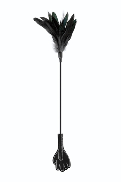 Двусторонний стек-щекоталка Sweet Caress Feather Whip - 58 см. (Цвет: черный)