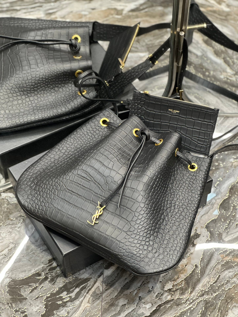 Saint Laurent Paris VII Large Flat Hobo Bag