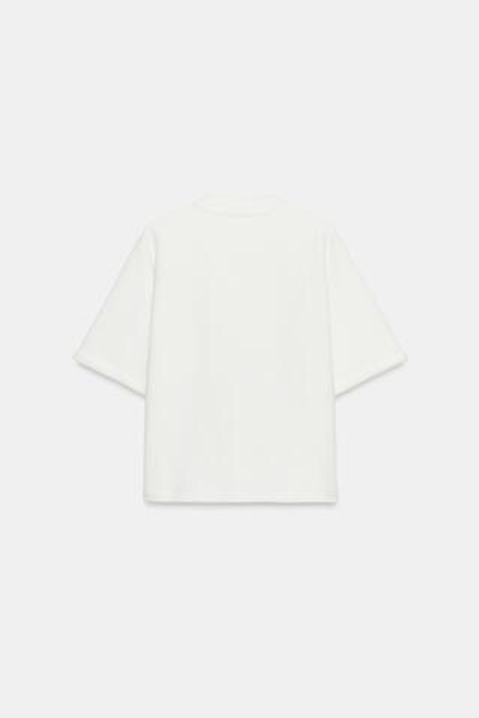 ZARA ТОЛСТОВКА С КОРОТКИМ РУКАВОМ, ЖЕЛТОВАТО-БЕЛЫЙ