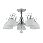 Люстра на штанге 5x40Вт E27, металл/стекло/хрусталь, хром, белый матовый плафон