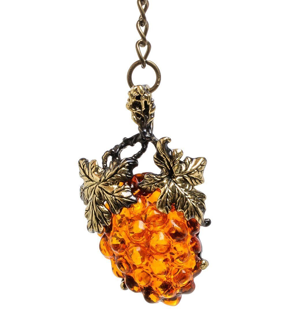 AM-1594 Брелок «Виноград» (латунь, янтарь)