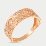 Женское кольцо из розового золота 585 пробы с фианитами (арт. 710728)
