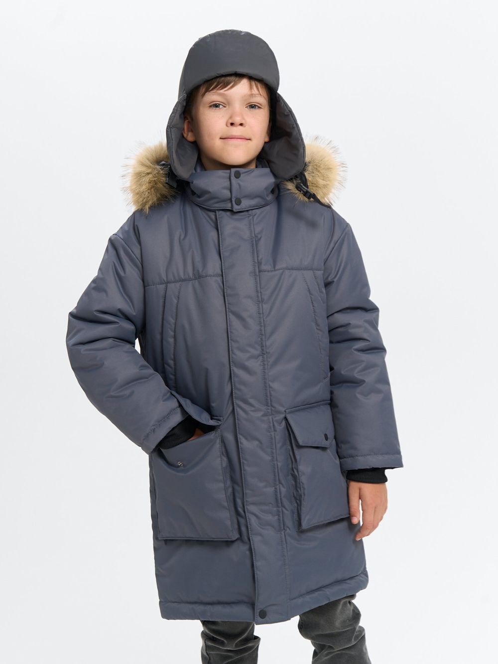 Парка зимняя "Графит" подростковая 7+