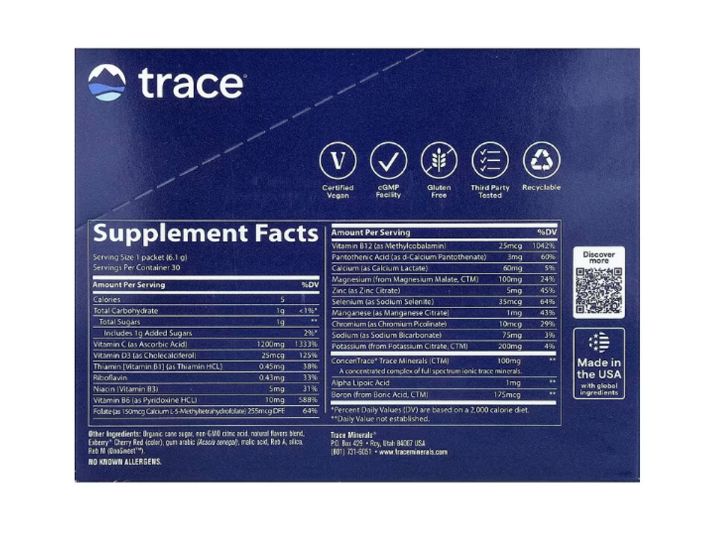 Trace PowerPak,со вкусом клюквы 30 packets.