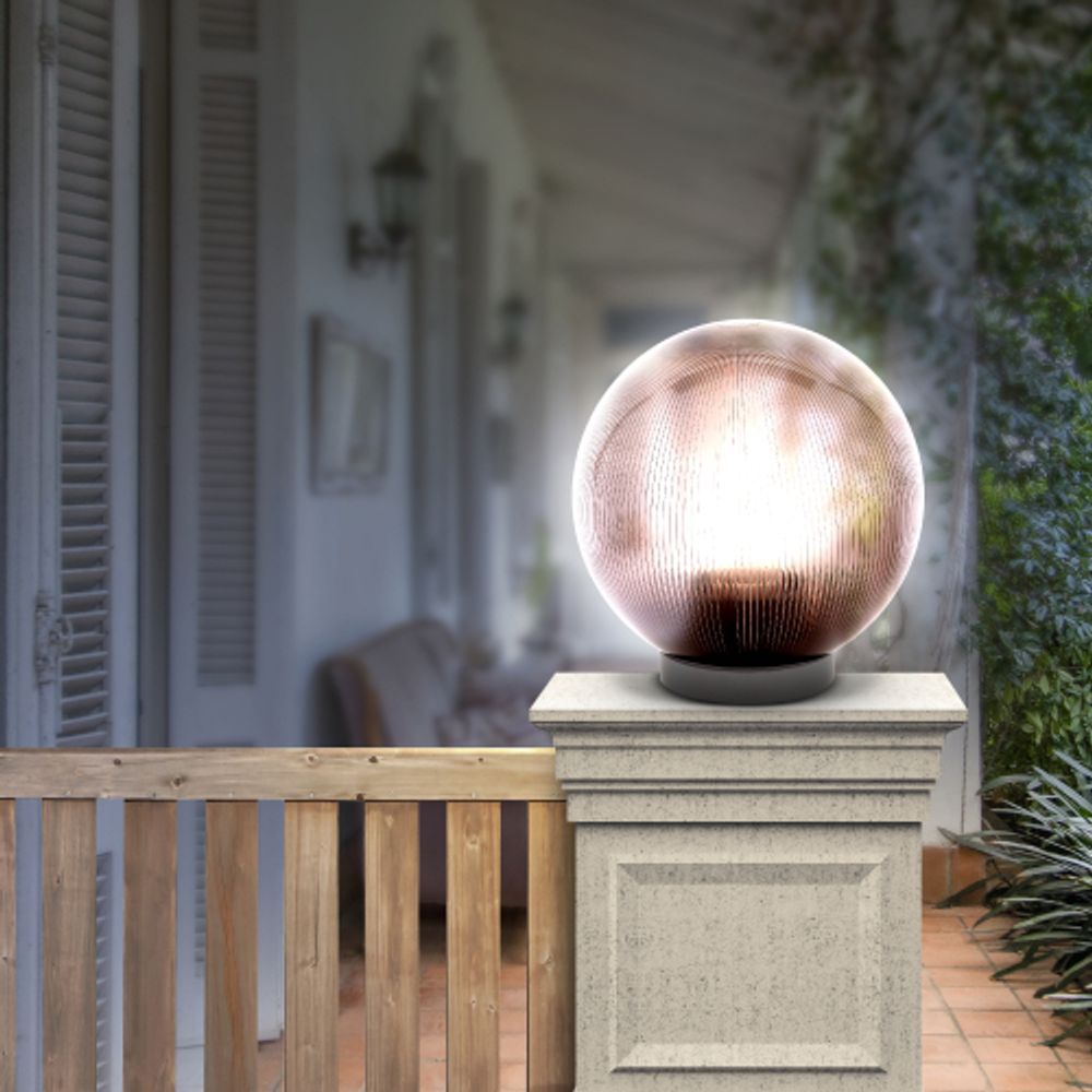 Садово-парковый светильник ЭРА НТУ 02-60-255 шар дымчатый призма на опору / кронштейн IP44 Е27 max60Вт d250mm