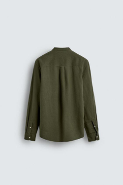 ZARА РУБАШКА RELAXED FIT ИЗ ЛЬНА И ХЛОПКА, ХАКИ
