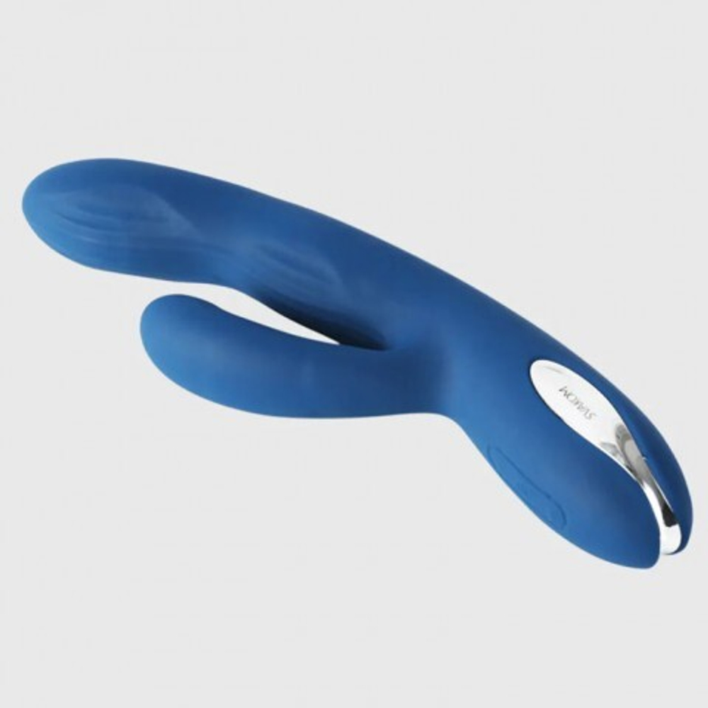 Вибратор с двойной стимуляцией и пульсацией Aylin от SVAKOM, темно-синий