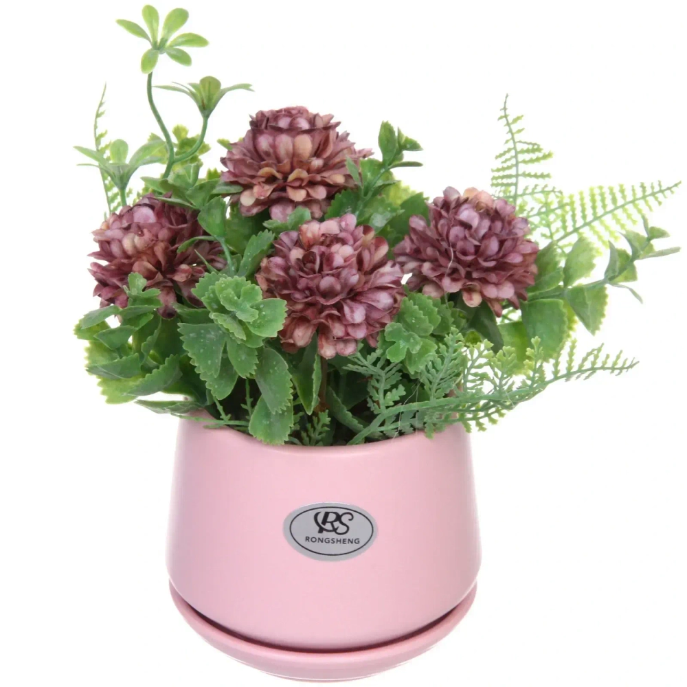 Цветочная композиция «Гортензия» 14*19см сиреневая в керамическом горшке HL-05