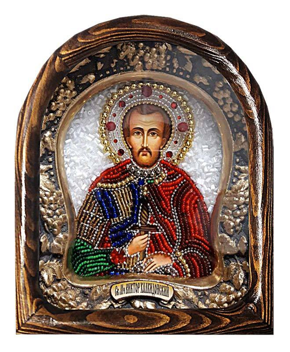 Дивеевская икона святой мученик Виктор Халкидонский, печать, бисер