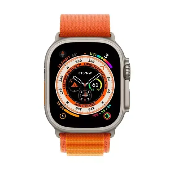 Apple Watch Ultra GPS + Cellular, 49 мм, корпус из титана, ремешок Alpine оранжевого цвета, размер M