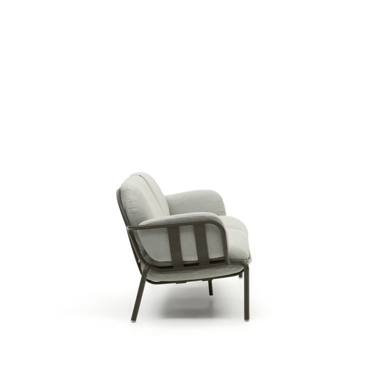 Уличный диван Joncols из серой ткани и зеленым алюминиевым каркасом 225 см