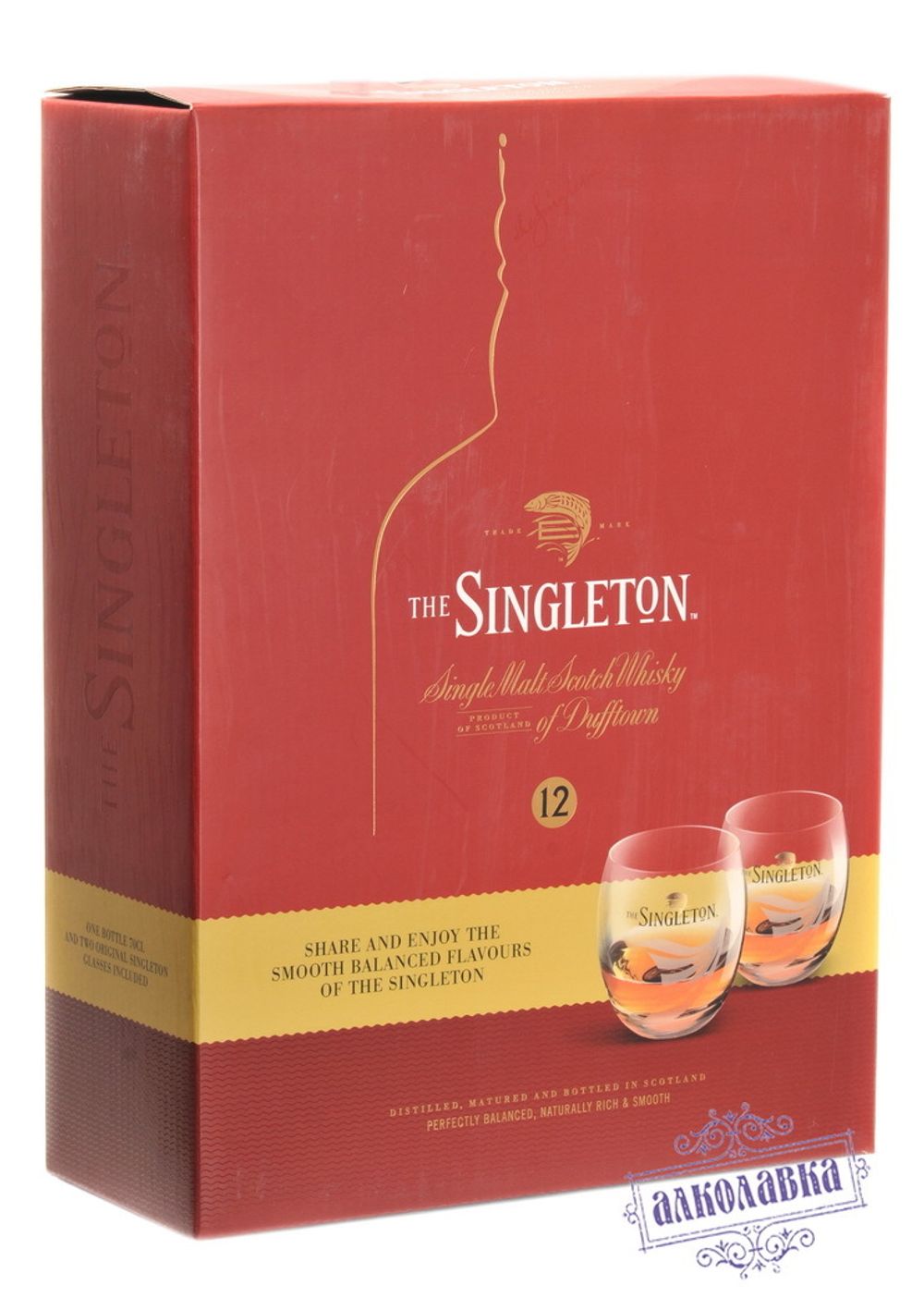 Виски односолодовый Синглтон 12 лет Вискокурня Даффтаун со стаканами 40% 0,7