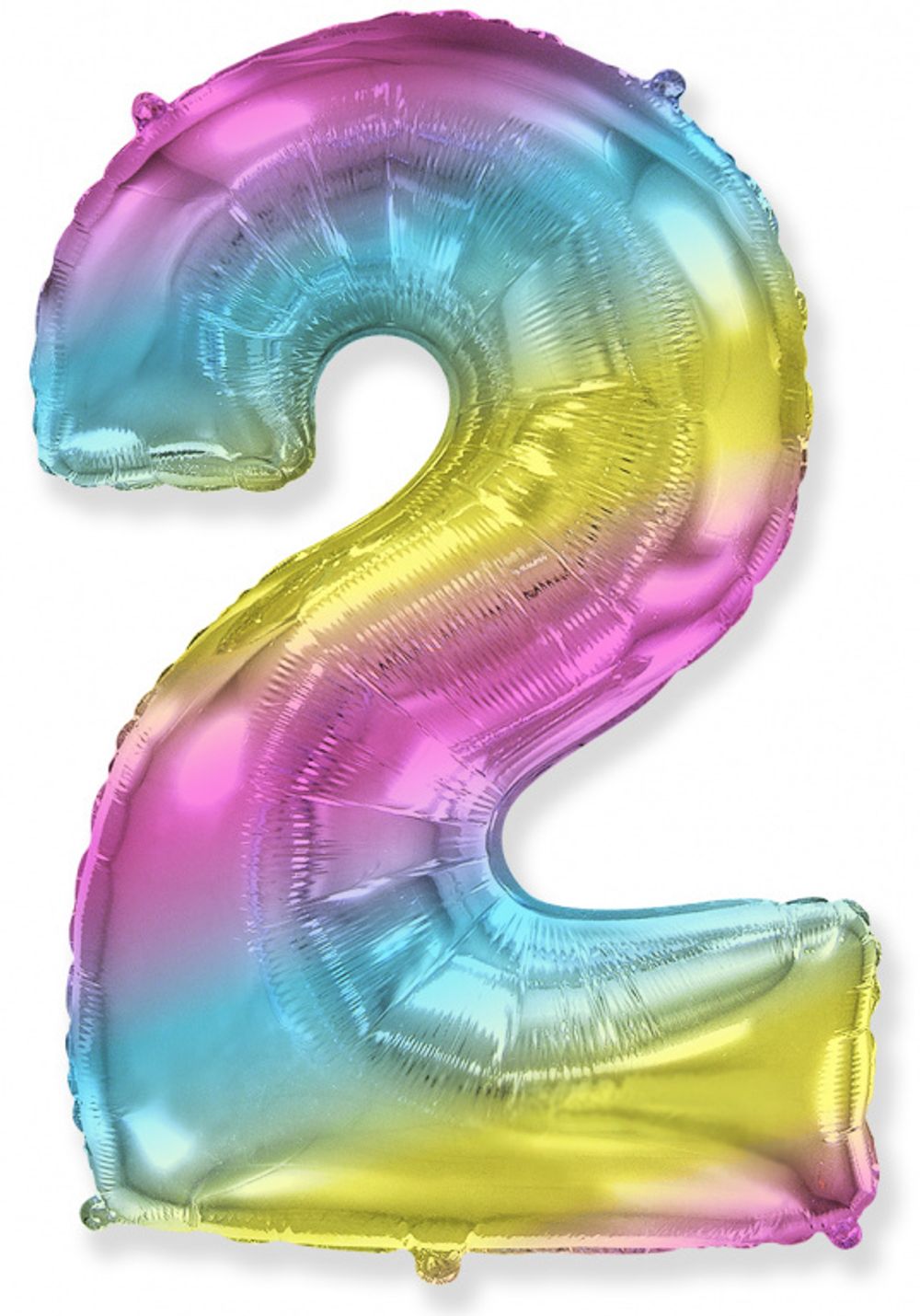 FM Шар диагональная радуга градиент "Цифра 2" 102 см (БГ-60)  Изображение2