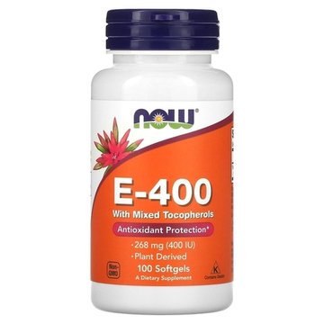 Now Foods E-400 Mix Tocopherol 100 softgels , Витамин Е