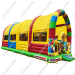 Коммерческий надувной батут «Страна Сафария» с крышей и двумя горками 12*6*6 м