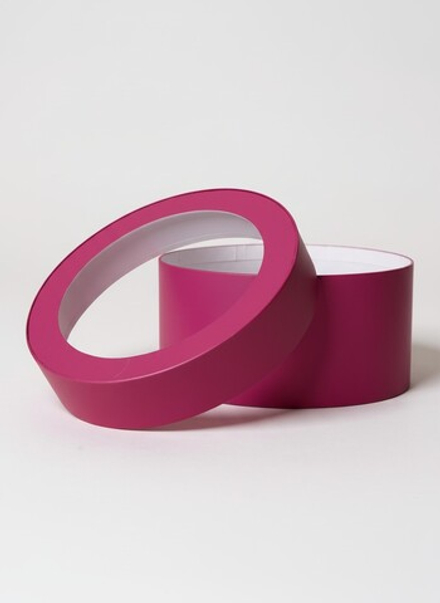 Короткая коробка с прозрачной крышкой D 22,5 см. Цвет: Фуксия.