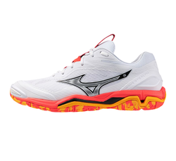 Мужские кроссовки для бадминтона/сквоша Mizuno Wave Stealth 6 - white/fiery coral2/citrus