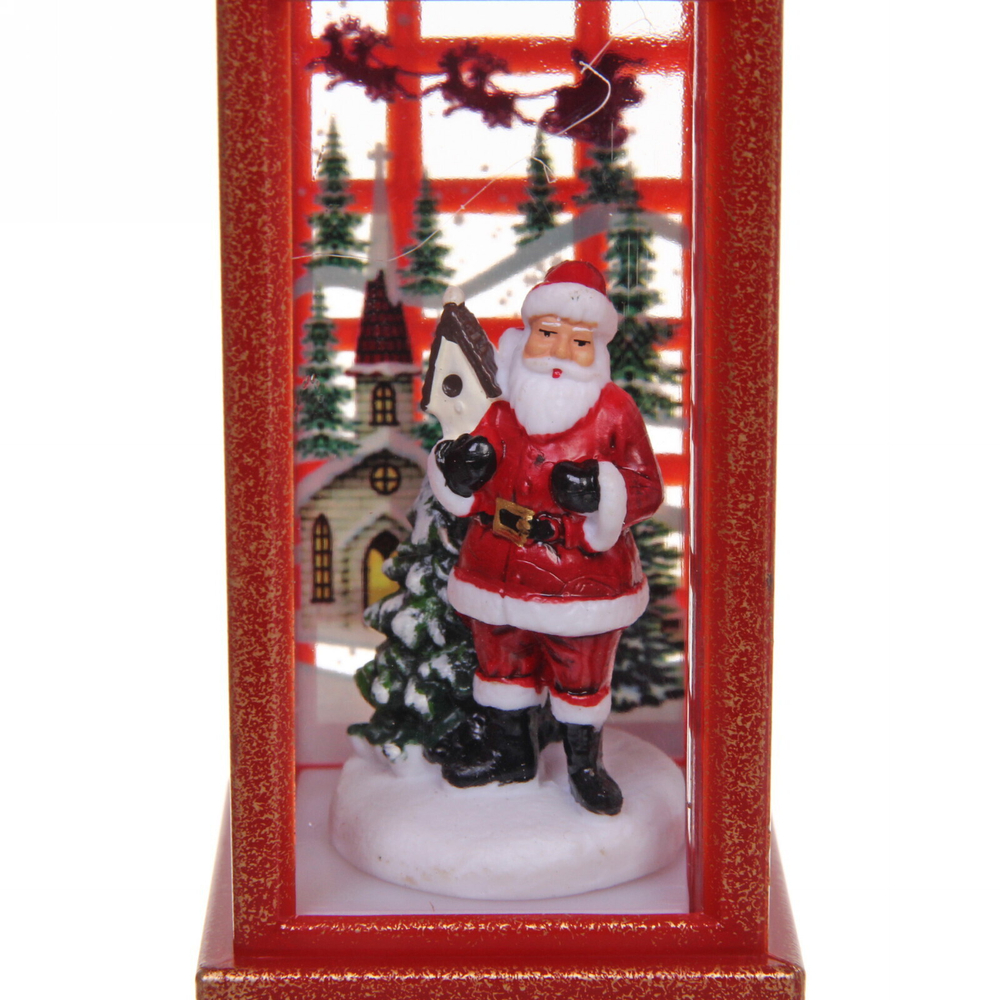 Сувенир с подсветкой Christmas «Телефонная будка - Дед Мороз с ёлками» 12,5х5,3х5,3 см