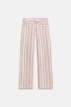 ZARA ДЖИНСЫ TRF WIDE LEG В ПОЛОСКУ С НИЗКОЙ ПОСАДКОЙ, ПОЛОСКИ