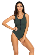 Совместный купальник с застежкой-молнией (Размер: 80/40) (Цвет: хаки)