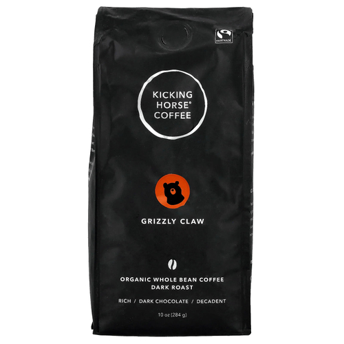 Kicking Horse, Grizzly Claw, органический кофе, цельные зерна, темная обжарка, 284 г (10 унций)
