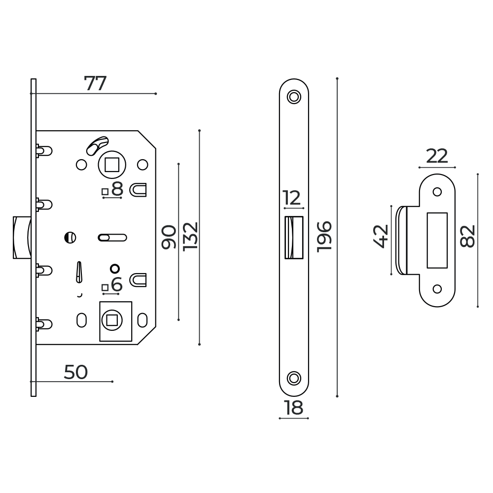 Защелка врезная METLM90-50 WH белый