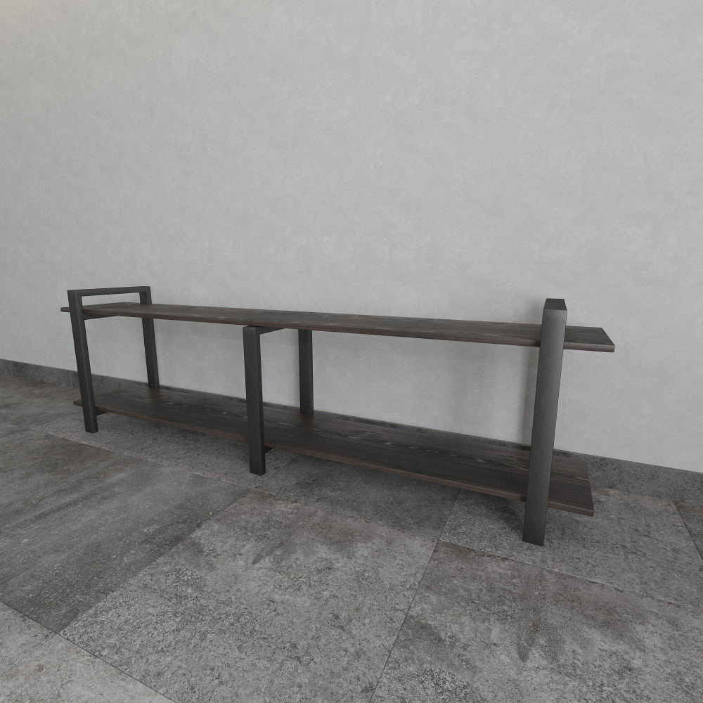 Тумба под телевизор напольная в стиле лофт из массива сосны и стали 150–200 см • Доставка по Москве, СПб и городам России