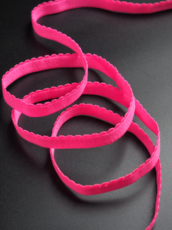 Резинка отделочная ярко-розовая неоновая ажурная ширина 12 мм с учетом фестона