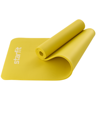 Коврик для йоги и фитнеса FM-301, NBR, 183x61x1,5 см, желтый