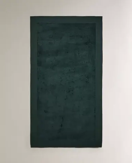 ZARA HOME ХЛОПКОВОЕ ПЛЯЖНОЕ ПОЛОТЕНЦЕ С КАЙМОЙ, ЗЕЛЕНЫЙ