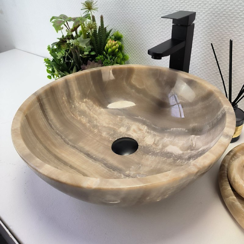 Раковина из оникса Bowl Grey TinLip BO-63003 45*45*15 43