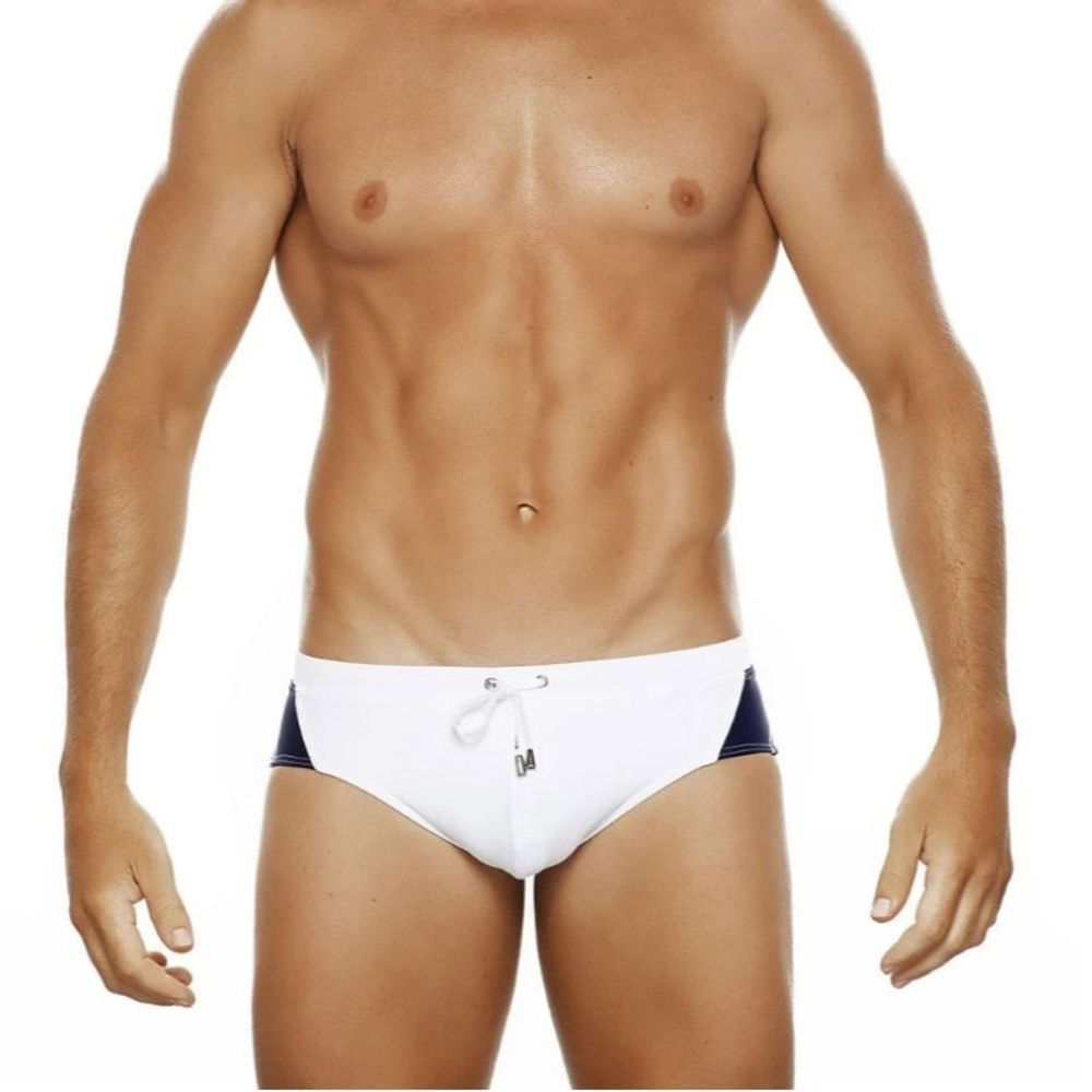 Мужские плавки белые с темно-синей вставкой Romeo Rossi RR6605-10