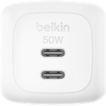 BELKIN 50w Dual USB-C PD wall Charger with PPS, White